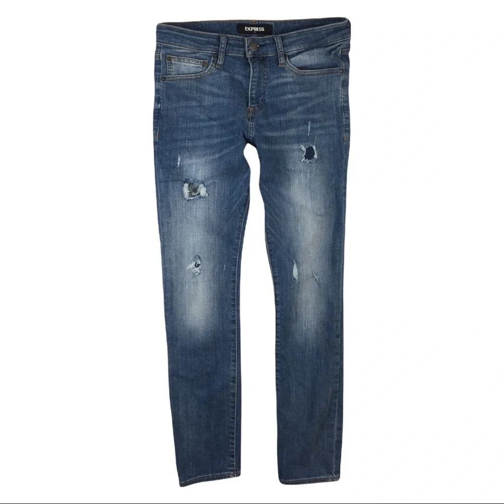 MJ200 Mens EXPRESS Hyper Stretch Medium Wash Skinny Jeans 29x30